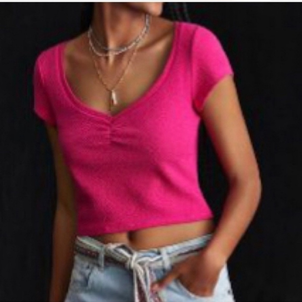 Anthropologie Fuchsia Crop Top